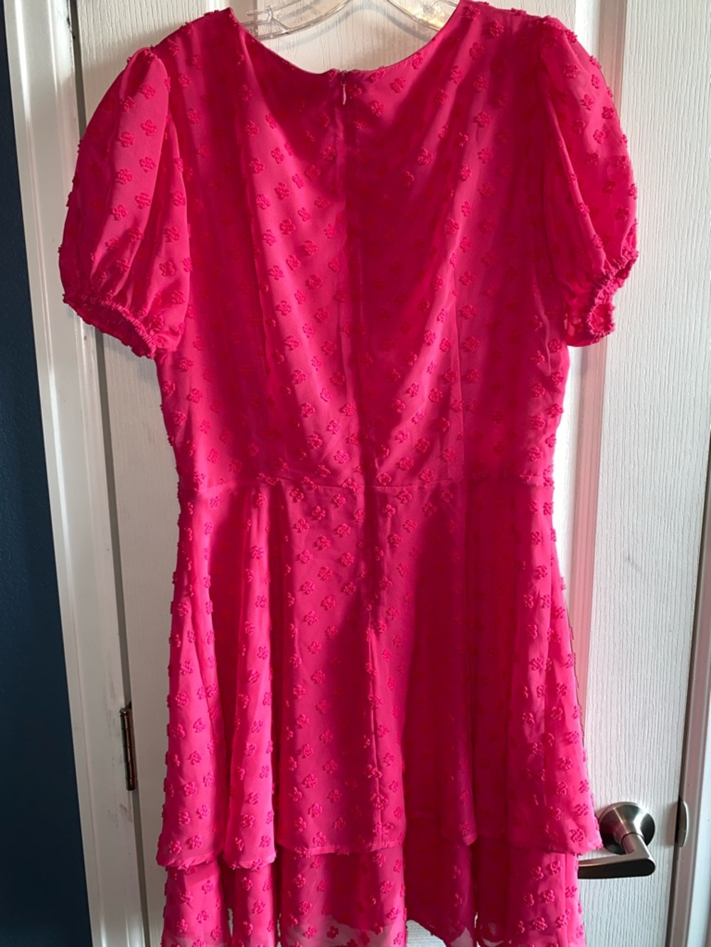 Robert Louis Bright Pink Puff-Sleeve Cutout Dress - Picture 5 of 5